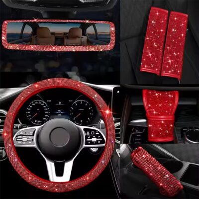 Set di coperture per interni auto con strass Rhinestone Car Interior Cover Set